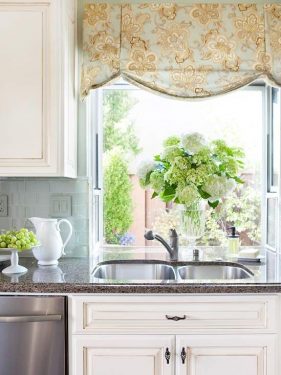 A Lovely Kitchen With Window Treatments