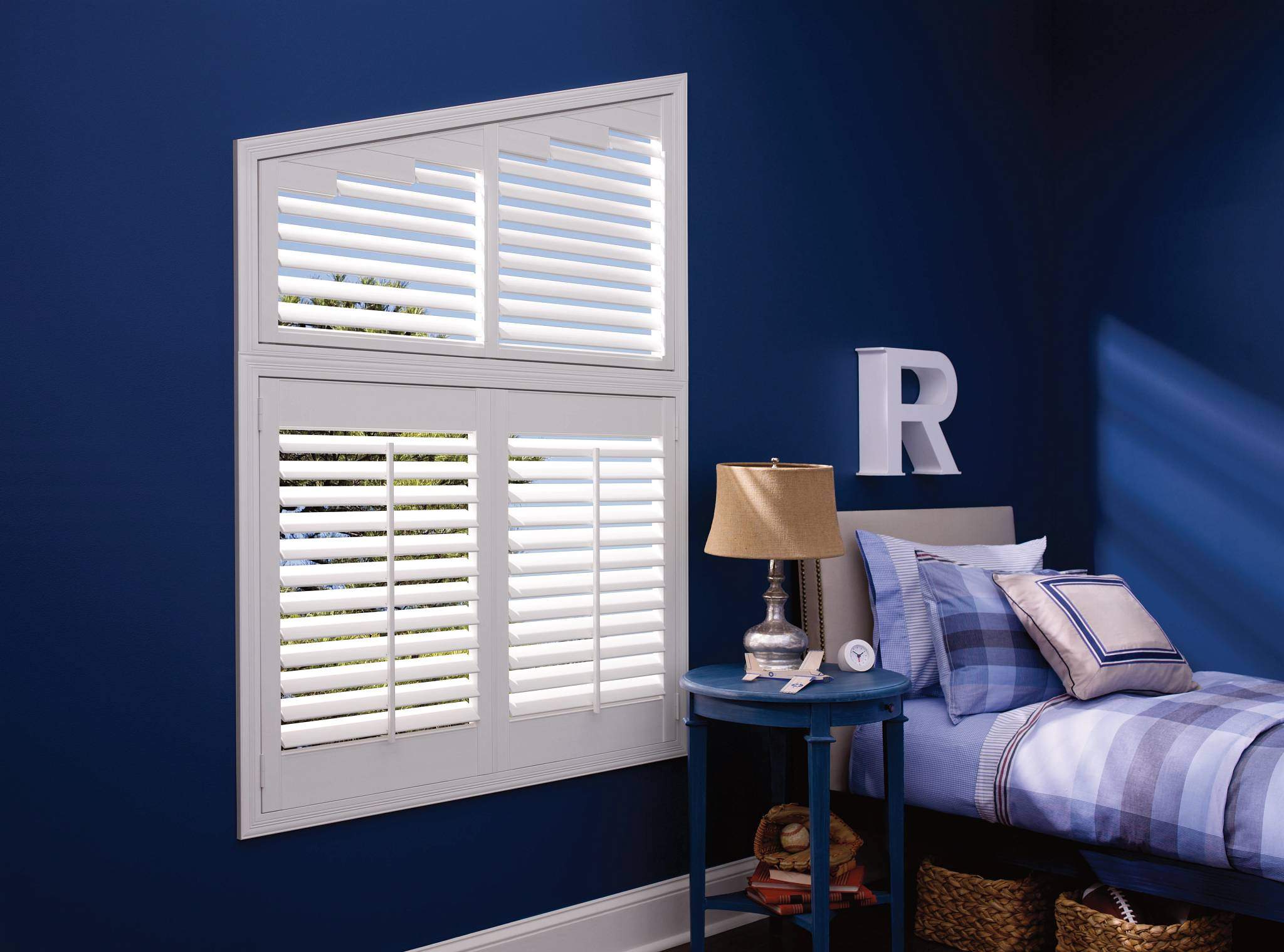 Palm Beach™ Polysatin™ Shutters for Angled Windows