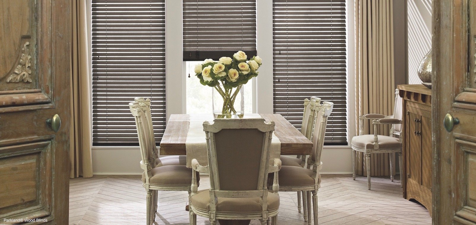 Natural Wood Decoration With Window Treatments