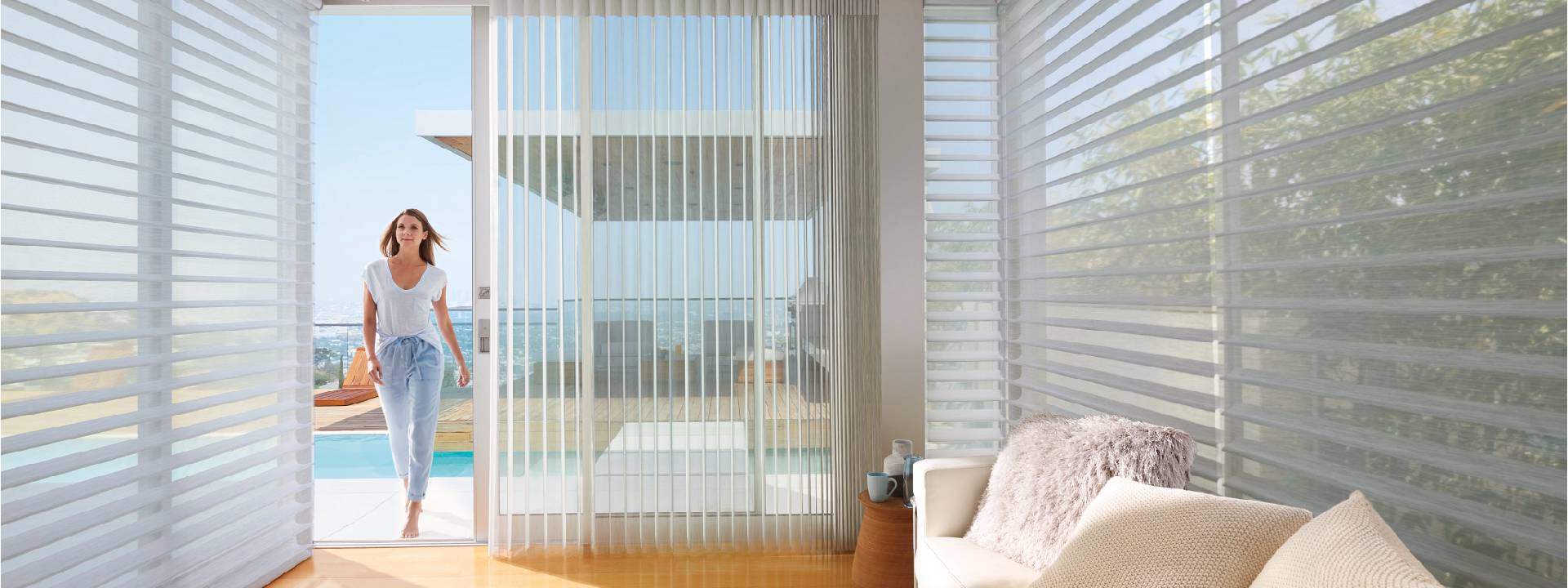 Hunter Douglas Silhouette® Window Shadings installed on a sliding glass door